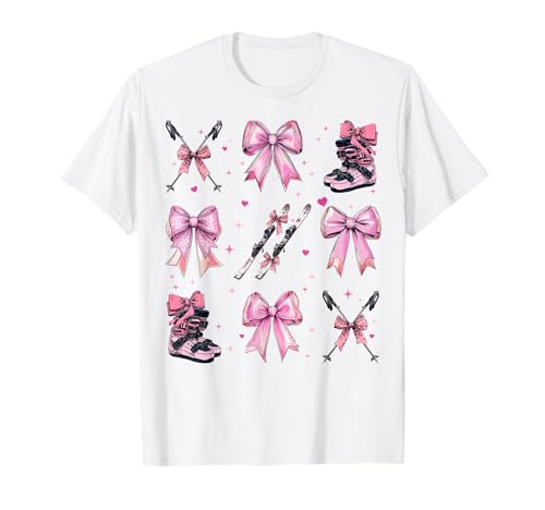 Skifahren Ski Skifahrer Mädchen Kokette Schleife Rosa Mama T-Shirt Skifahren Ski Skifahrer Mädchen Kokette Schleife Rosa Mama T-Shirt von Womens Pink Coquette Bow Skiing Ski Gifts