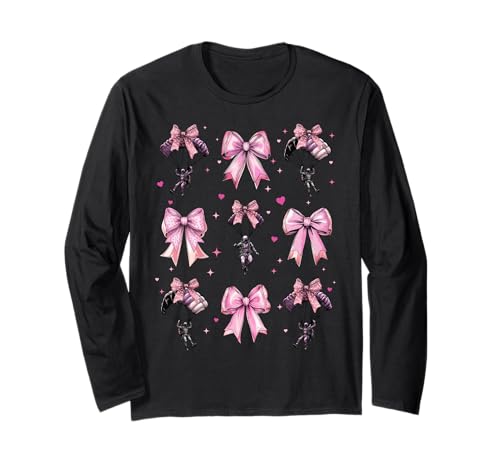 Fallschirmspringen, Fallschirmspringen, Mädchen, Kokette, Bogen, Mutter Langarmshirt Fallschirmspringen, Fallschirmspringen, Mädchen, Kokette, Bogen, Mutter Langarmshirt von Womens Pink Coquette Bow Skydiving Skydiver Gifts