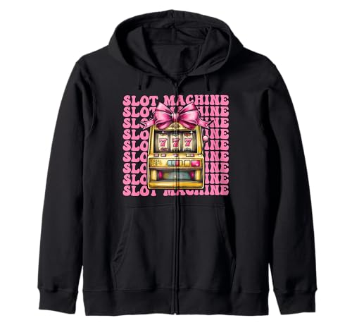 Coquette Bow Spielautomat 777 Glücksspiel Mädchen Mama Muttertag Kapuzenjacke von Womens Pink Coquette Bow Slot Machine Gifts
