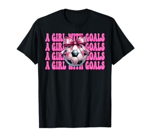 Fußball-Mädchen, Mama, Muttertag, Kokette ein Mädchen mit Toren T-Shirt von Womens Pink Coquette Bow Soccer Player Gifts
