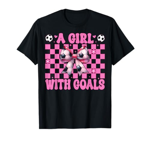 Fußball-Mädchen, Mama, Muttertag, Kokette ein Mädchen mit Toren T-Shirt von Womens Pink Coquette Bow Soccer Player Gifts