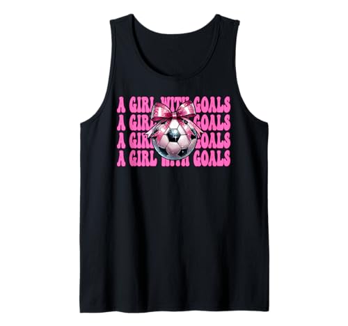 Fußball-Mädchen, Mama, Muttertag, Kokette ein Mädchen mit Toren Tank Top von Womens Pink Coquette Bow Soccer Player Gifts