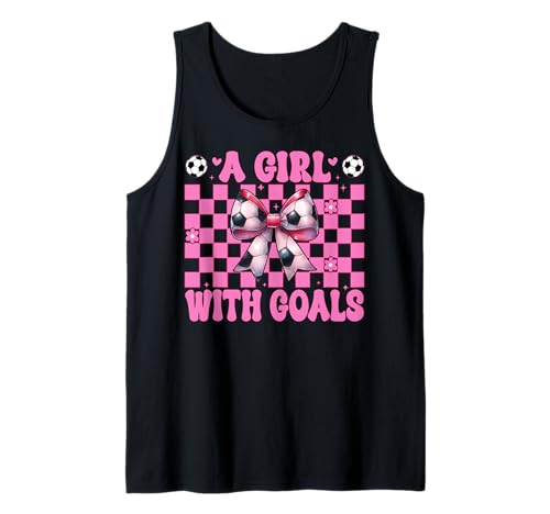 Fußball-Mädchen, Mama, Muttertag, Kokette ein Mädchen mit Toren Tank Top von Womens Pink Coquette Bow Soccer Player Gifts