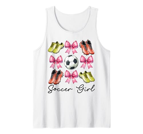 Fußball-Mädchen Kokette Schleife Tank Top von Womens Pink Coquette Bow Soccer Player Gifts