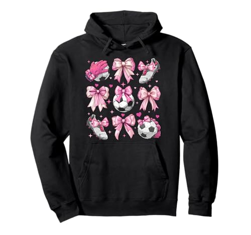 Fußball Stollen Ball Mädchen Kokette Schleife Rosa Mama Pullover Hoodie Fußball Stollen Ball Mädchen Kokette Schleife Rosa Mama Pullover Hoodie von Womens Pink Coquette Bow Soccer Player Gifts