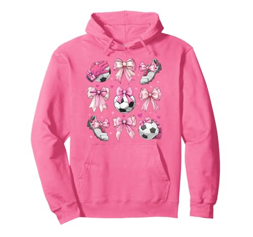 Fußball Stollen Ball Mädchen Kokette Schleife Rosa Mama Pullover Hoodie Fußball Stollen Ball Mädchen Kokette Schleife Rosa Mama Pullover Hoodie von Womens Pink Coquette Bow Soccer Player Gifts