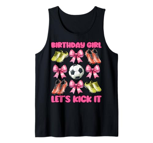 Geburtstag Mädchen Let's Kick It Soccer Girl Mom Mama Kokette Tank Top von Womens Pink Coquette Bow Soccer Player Gifts