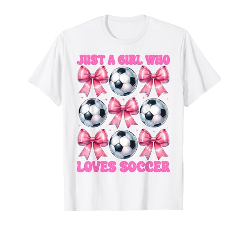 Just A Girl Who Loves Soccer Kokettschleife T-Shirt von Womens Pink Coquette Bow Soccer Player Gifts