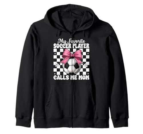 Mein Lieblingsfußballspieler nennt Mich Mama Mother's Day Coquette Kapuzenjacke von Womens Pink Coquette Bow Soccer Player Gifts
