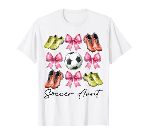 Soccer Aunt Soccer Girl Rosa Kokette Schleife T-Shirt von Womens Pink Coquette Bow Soccer Player Gifts