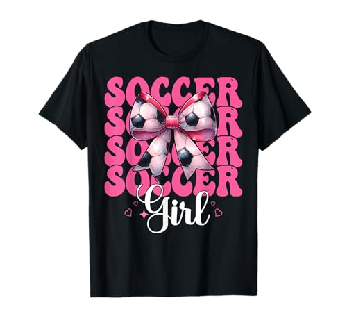 Soccer Girl Soccer Mom Mama Muttertag Rosa Kokette Schleife T-Shirt von Womens Pink Coquette Bow Soccer Player Gifts
