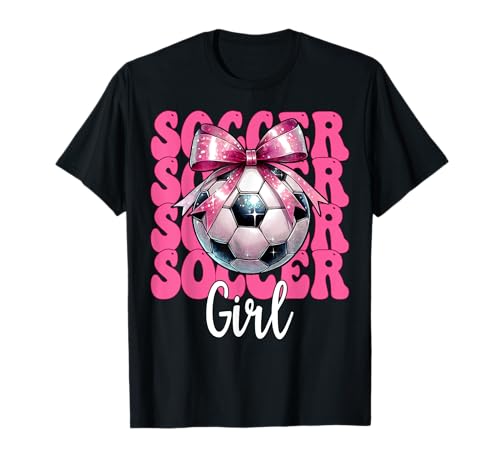 Soccer Girl Soccer Mom Mama Muttertag Rosa Kokette Schleife T-Shirt von Womens Pink Coquette Bow Soccer Player Gifts
