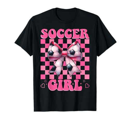Soccer Girl Soccer Mom Mama Muttertag Rosa Kokette Schleife T-Shirt von Womens Pink Coquette Bow Soccer Player Gifts
