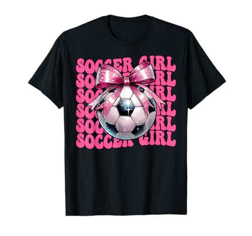 Soccer Girl Soccer Mom Mama Muttertag Rosa Kokette Schleife T-Shirt von Womens Pink Coquette Bow Soccer Player Gifts