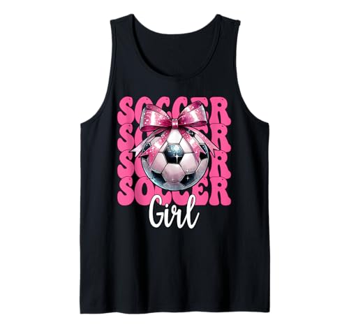 Soccer Girl Soccer Mom Mama Muttertag Rosa Kokette Schleife Tank Top von Womens Pink Coquette Bow Soccer Player Gifts