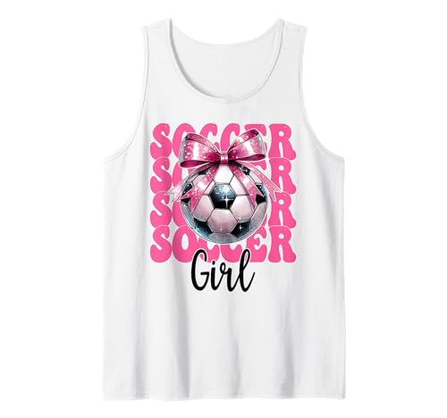 Soccer Girl Soccer Mom Mama Muttertag Rosa Kokette Schleife Tank Top von Womens Pink Coquette Bow Soccer Player Gifts