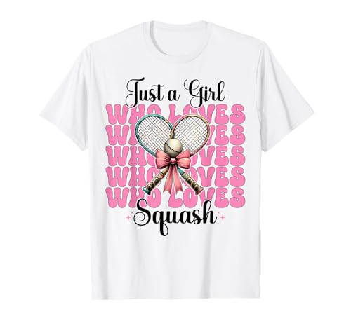 Nur ein Mädchen, das Squash Squash liebt, Mama, Muttertag, Rosa T-Shirt Nur ein Mädchen, das Squash Squash liebt, Mama, Muttertag, Rosa T-Shirt von Womens Pink Coquette Bow Squash Player Gifts