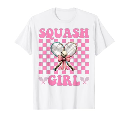 Squash Girl Rosa Kokette Schleife T-Shirt Squash Girl Rosa Kokette Schleife T-Shirt von Womens Pink Coquette Bow Squash Player Gifts