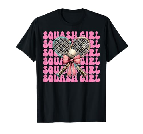 Squash Girl Rosa Kokette Schleife T-Shirt Squash Girl Rosa Kokette Schleife T-Shirt von Womens Pink Coquette Bow Squash Player Gifts