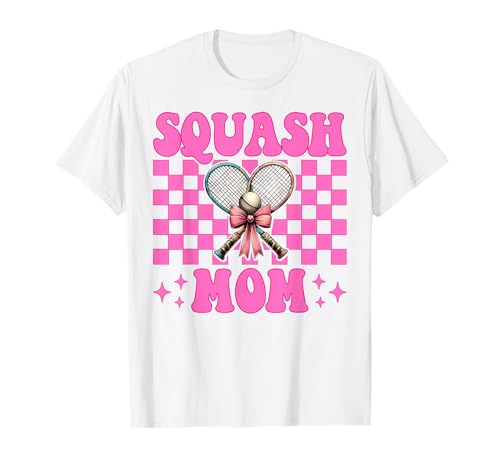 Squash Mom Mama Muttertag Rosa Kokette Schleife T-Shirt von Womens Pink Coquette Bow Squash Player Gifts