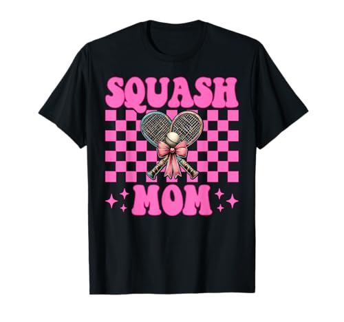 Squash Mom Mama Muttertag Rosa Kokette Schleife T-Shirt von Womens Pink Coquette Bow Squash Player Gifts