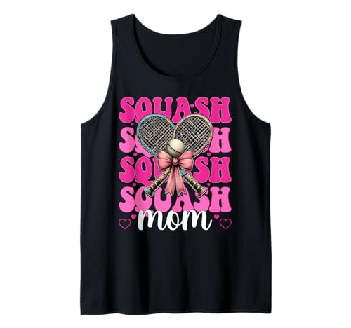 Squash Mom Mama Muttertag Rosa Kokette Schleife Tank Top von Womens Pink Coquette Bow Squash Player Gifts
