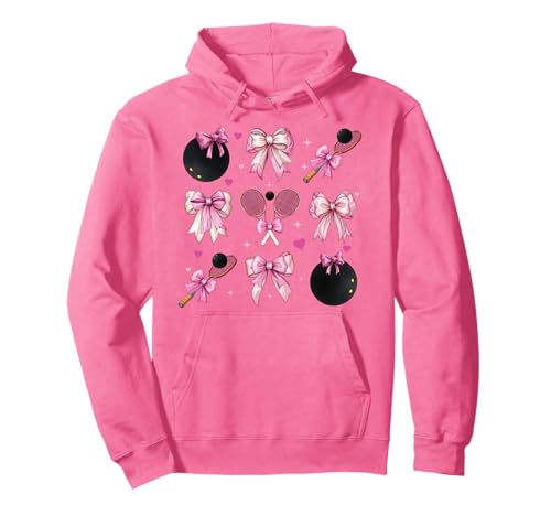 Squashschläger Ball Girl Coquette Bow Pink Mom Pullover Hoodie von Womens Pink Coquette Bow Squash Player Gifts