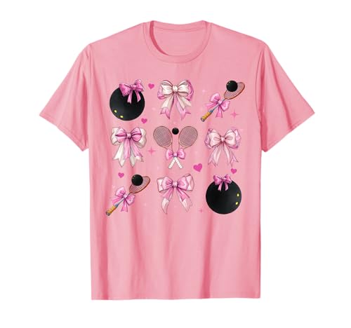Squashschläger Ball Girl Coquette Bow Pink Mom T-Shirt Squashschläger Ball Girl Coquette Bow Pink Mom T-Shirt von Womens Pink Coquette Bow Squash Player Gifts