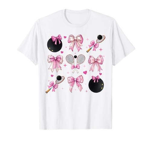 Squashschläger Ball Girl Coquette Bow Pink Mom T-Shirt von Womens Pink Coquette Bow Squash Player Gifts
