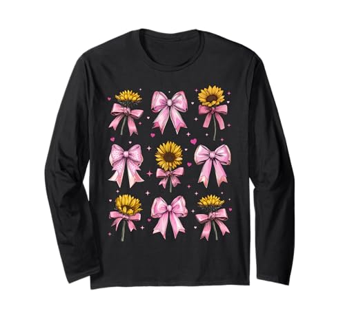 Sonnenblumen-Blumenmädchen, Kokette Schleife, Rosa, Hippie, Boho, Mama Langarmshirt Sonnenblumen-Blumenmädchen, Kokette Schleife, Rosa, Hippie, Boho, Mama Langarmshirt von Womens Pink Coquette Bow Sunflower Flower Gifts