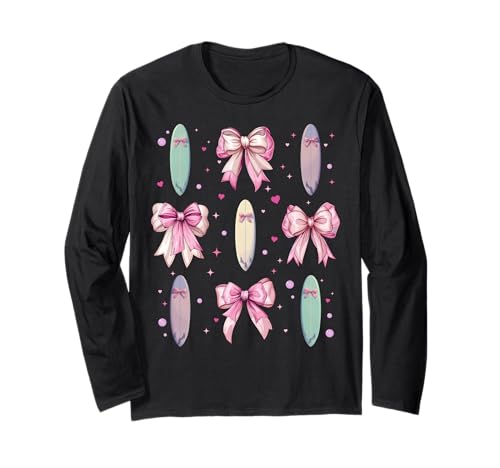 Surfen Surfbrett Surfboarder Surfer Girl Coquette Schleife Rosa Langarmshirt Surfen Surfbrett Surfboarder Surfer Girl Coquette Schleife Rosa Langarmshirt von Womens Pink Coquette Bow Surfing Surfboard Gifts