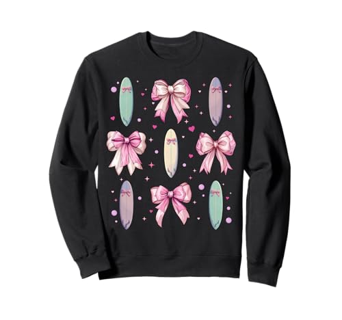 Surfen Surfbrett Surfboarder Surfer Girl Coquette Schleife Rosa Sweatshirt Surfen Surfbrett Surfboarder Surfer Girl Coquette Schleife Rosa Sweatshirt von Womens Pink Coquette Bow Surfing Surfboard Gifts