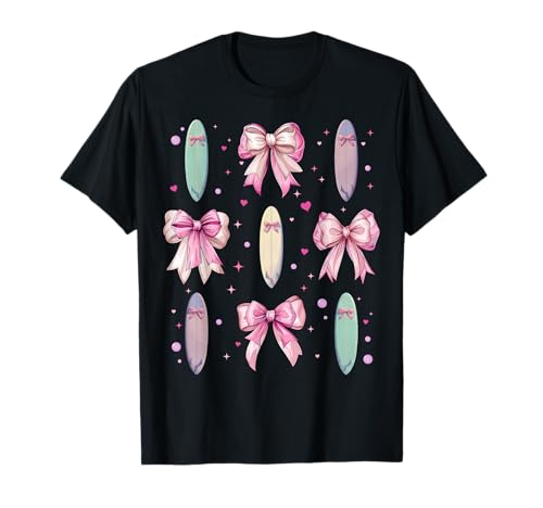 Surfen Surfbrett Surfboarder Surfer Girl Coquette Schleife Rosa T-Shirt Surfen Surfbrett Surfboarder Surfer Girl Coquette Schleife Rosa T-Shirt von Womens Pink Coquette Bow Surfing Surfboard Gifts