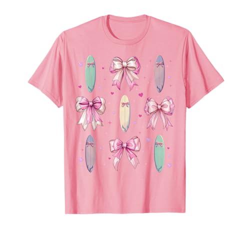 Surfen Surfbrett Surfboarder Surfer Girl Coquette Schleife Rosa T-Shirt Surfen Surfbrett Surfboarder Surfer Girl Coquette Schleife Rosa T-Shirt von Womens Pink Coquette Bow Surfing Surfboard Gifts
