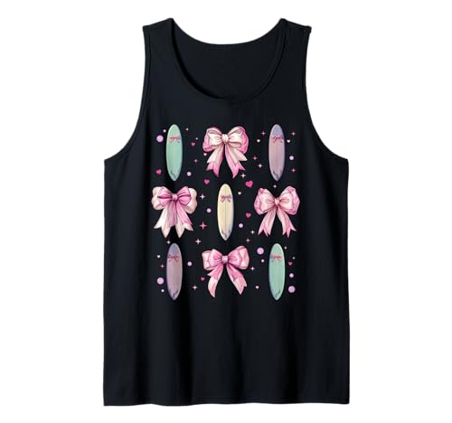 Surfen Surfbrett Surfboarder Surfer Girl Coquette Schleife Rosa Tank Top Surfen Surfbrett Surfboarder Surfer Girl Coquette Schleife Rosa Tank Top von Womens Pink Coquette Bow Surfing Surfboard Gifts