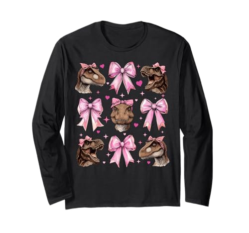 T-Rex Dinosaurier Tyrannosaurus Rex Girl Kokette Schleife Rosa Mama Langarmshirt T-Rex Dinosaurier Tyrannosaurus Rex Girl Kokette Schleife Rosa Mama Langarmshirt von Womens Pink Coquette Bow T-Rex Dinosaur Gifts