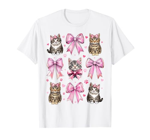 Tabby Cat, Grau, Katze, Haustier, Mädchen, Kokettenschleife, Rosa T-Shirt Tabby Cat, Grau, Katze, Haustier, Mädchen, Kokettenschleife, Rosa T-Shirt von Womens Pink Coquette Bow Tabby Cat Grey Cat Gifts