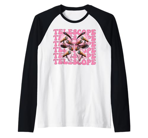 Kokette Bogen Teleskop Astronomie Mädchen Mama Muttertag Rosa Raglan von Womens Pink Coquette Bow Telescope Astronomy Gifts