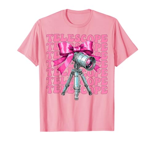 Kokette Bogen Teleskop Astronomie Mädchen Mama Muttertag Rosa T-Shirt von Womens Pink Coquette Bow Telescope Astronomy Gifts