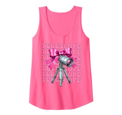 Kokette Bogen Teleskop Astronomie Mädchen Mama Muttertag Rosa Tank Top von Womens Pink Coquette Bow Telescope Astronomy Gifts