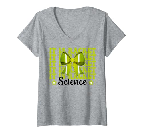 Damen Lustiges Tennis-Mädchen Mama Muttertag Es ist Racket Science T-Shirt mit V-Ausschnitt Damen Lustiges Tennis-Mädchen Mama Muttertag Es ist Racket Science T-Shirt mit V-Ausschnitt von Womens Pink Coquette Bow Tennis Player Gifts