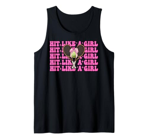 Lustiger Tennis-Mädchen-Tennis-Mutter Muttertags-Hit wie ein Mädchen Tank Top Lustiger Tennis-Mädchen-Tennis-Mutter Muttertags-Hit wie ein Mädchen Tank Top von Womens Pink Coquette Bow Tennis Player Gifts