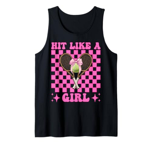 Lustiger Tennis-Mädchen-Tennis-Mutter Muttertags-Hit wie ein Mädchen Tank Top Lustiger Tennis-Mädchen-Tennis-Mutter Muttertags-Hit wie ein Mädchen Tank Top von Womens Pink Coquette Bow Tennis Player Gifts