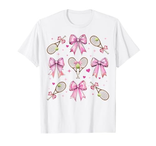 Tennisschläger Ball Mädchen Kokette Schleife Rosa Mama T-Shirt Tennisschläger Ball Mädchen Kokette Schleife Rosa Mama T-Shirt von Womens Pink Coquette Bow Tennis Player Gifts