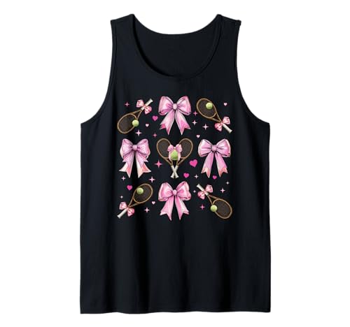 Tennisschläger Ball Mädchen Kokette Schleife Rosa Mama Tank Top Tennisschläger Ball Mädchen Kokette Schleife Rosa Mama Tank Top von Womens Pink Coquette Bow Tennis Player Gifts