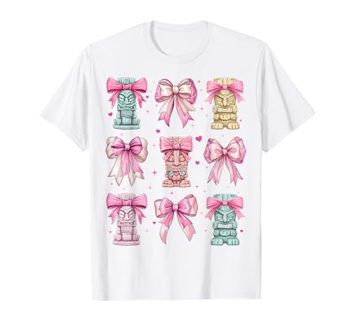 Tiki Luau Hawaii Hawaii Tiki Maske Mädchen Kokette Schleife Rosa T-Shirt Tiki Luau Hawaii Hawaii Tiki Maske Mädchen Kokette Schleife Rosa T-Shirt von Womens Pink Coquette Bow Tiki Luau Gifts