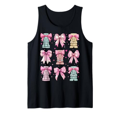Tiki Luau Hawaii Hawaii Tiki Maske Mädchen Kokette Schleife Rosa Tank Top von Womens Pink Coquette Bow Tiki Luau Gifts