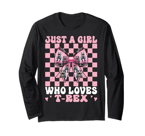 Just A Girl Who Loves T-Rex Tyrannosaurus Rex Dinosaurier Girl Langarmshirt von Womens Pink Coquette Bow Trex Dinosaur Gifts