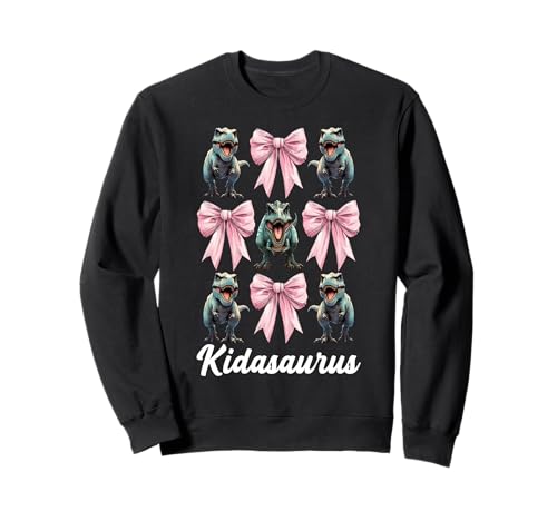 Kidasaurus Trex Tyrannosaurus Rex Dinosaurier Mädchen Kokette Schleife Sweatshirt von Womens Pink Coquette Bow Trex Dinosaur Gifts