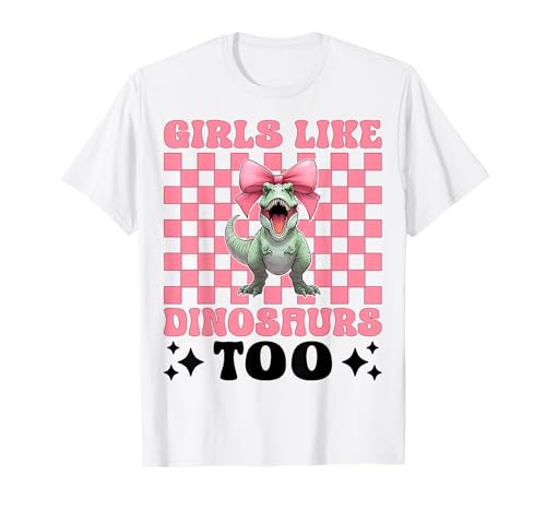 Mädchen mögen auch Dinosaurier Trex Tyrannosaurus Rex Coquette Bow T-Shirt von Womens Pink Coquette Bow Trex Dinosaur Gifts